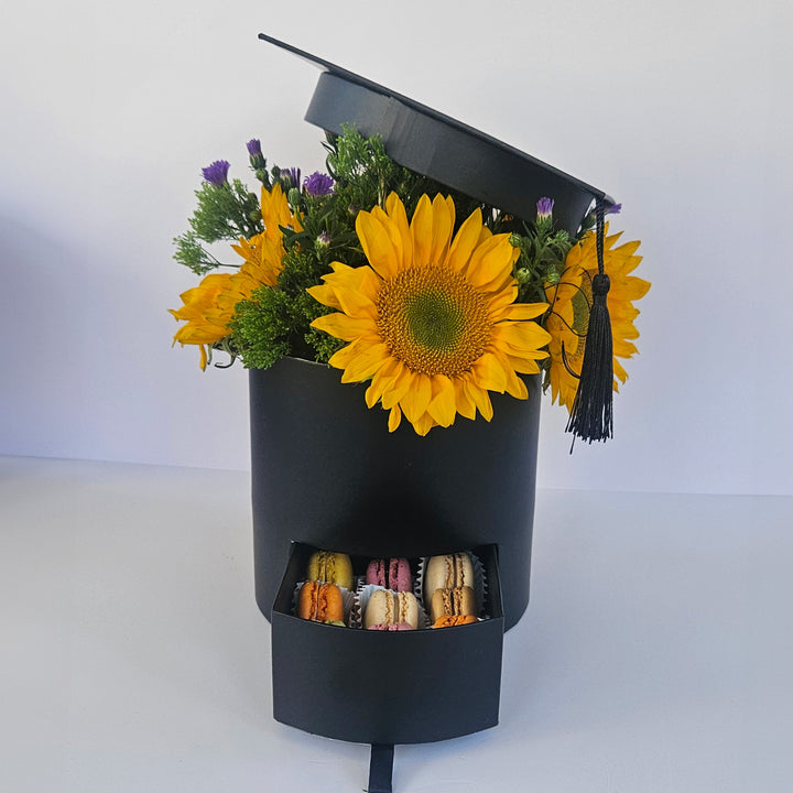 Congrats Grad Sunflowers & Macarons Box